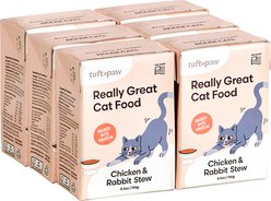tuft + paw Really Great Cat Food Free Range Chicken & Rabbit High Protein Stew Wet Cat Food, 5.5-oz, case of 6
