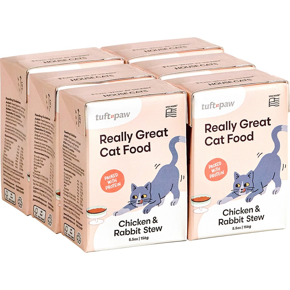 Tuft & Paw Really Great Cat Food Free Range Chicken & Rabbit High Protein Stew Wet Cat Food, 5.5-oz, case of 6