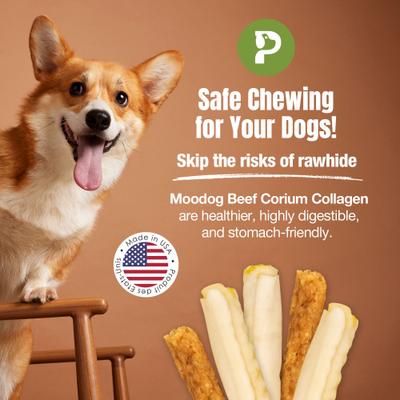 Show full view: Palz&Co Moodog Beef Corium Collagen 5-inch Bone Broth Flavor Natural Dog Chews, 2 count slide 5 of 10