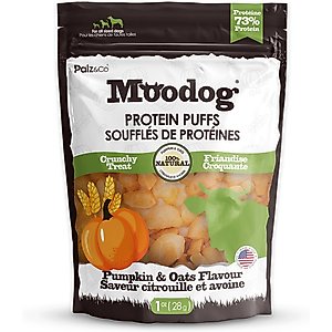 Palz&Co Moodog Beef Protein Puffs Pumpkin & Oatmeal Flavor Crunchy Dog Treats, 1-oz bag