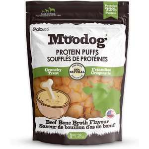 Palz&Co Moodog Beef Protein Puffs Bone Broth Flavor Crunchy Dog Treats, 1-oz bag