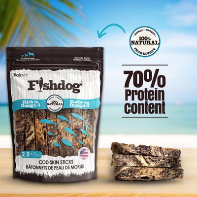 Show full view: Palz&Co Fishdog Cod Skin Sticks Crunchy Dog Treats, 2.5-oz bag slide 8 of 10