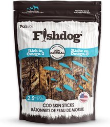 Palz&Co Fishdog Cod Skin Sticks Crunchy Dog Treats, 2.5-oz bag