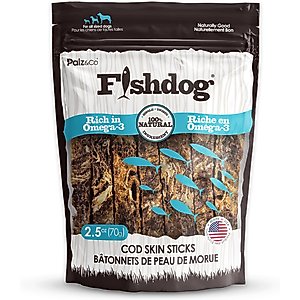 Palz&Co Fishdog Cod Skin Sticks Crunchy Dog Treats, 2.5-oz bag