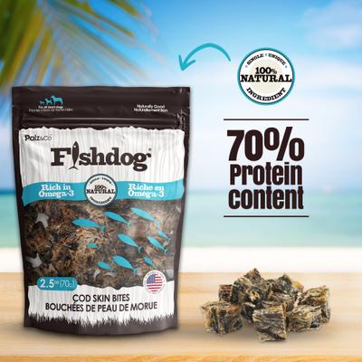 Show full view: Palz&Co Fishdog Cod Skin Bites Cubes Crunchy Dog Treats, 2.5-oz bag slide 8 of 10