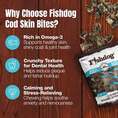 Show full view: Palz&Co Fishdog Cod Skin Bites Cubes Crunchy Dog Treats, 2.5-oz bag slide 4 of 10