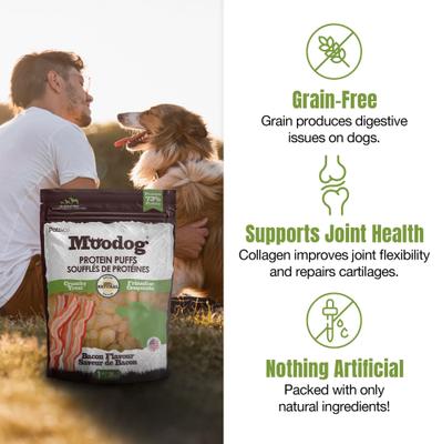 Show full view: Palz&Co Moodog Beef Protein Puffs Bacon Flavor Crunchy Dog Treats, 1-oz bag slide 5 of 11