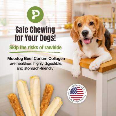 Show full view: Palz&Co Moodog Beef Corium Collagen 11-inch Goat Milk Flavor Natural Dog Chew slide 5 of 10