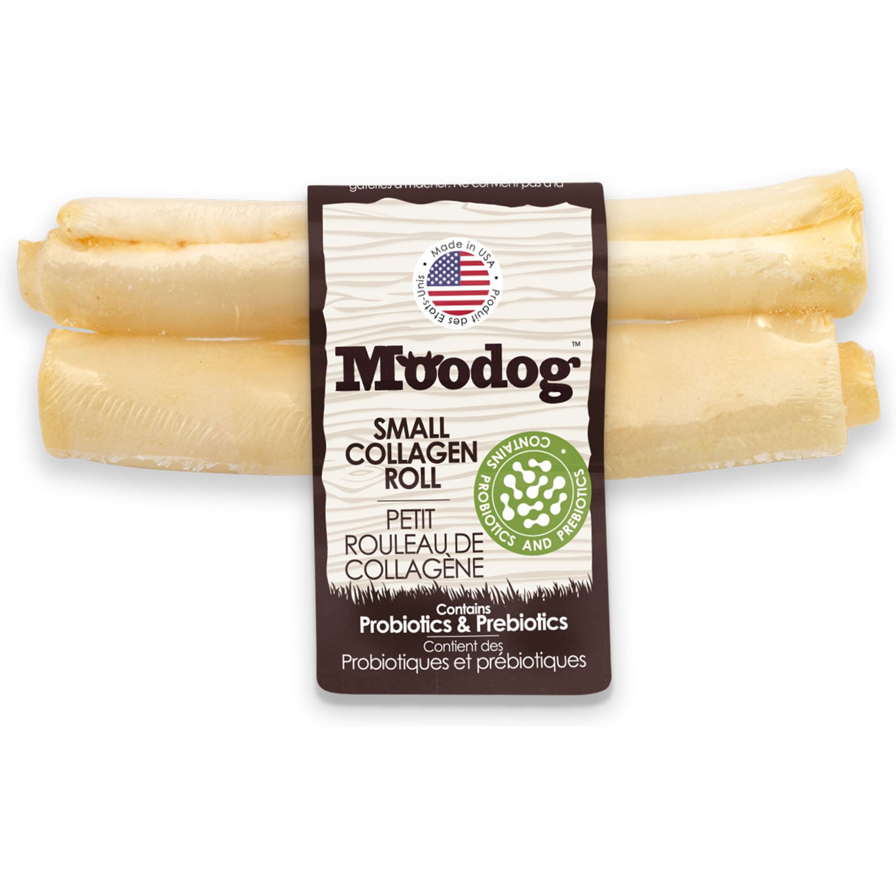 Palz&Co Moodog Beef Corium Collagen 5-inch Probiotics & Prebiotics Oat Flavor Natural Dog Chews, 2 count