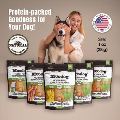 Show full view: Palz&Co Moodog Beef Protein Puffs Yak Cheese Flavor Crunchy Dog Treats, 1-oz bag slide 10 of 11