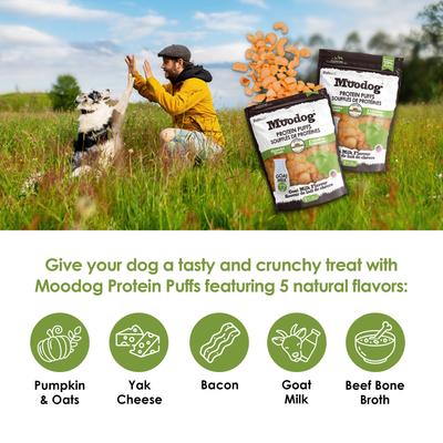 Show full view: Palz&Co Moodog Beef Protein Puffs Goat Milk Flavor Crunchy Dog Treats, 1-oz bag slide 7 of 11