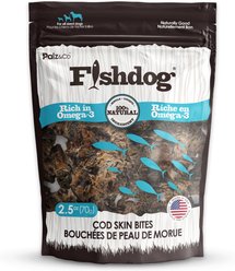 Palz&Co Fishdog Cod Skin Bites Cubes Crunchy Dog Treats, 2.5-oz bag