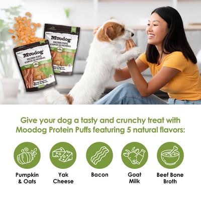 Show full view: Palz&Co Moodog Beef Protein Puffs Bacon Flavor Crunchy Dog Treats, 1-oz bag slide 7 of 11