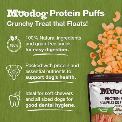 Show full view: Palz&Co Moodog Beef Protein Puffs Bacon Flavor Crunchy Dog Treats, 1-oz bag slide 4 of 11