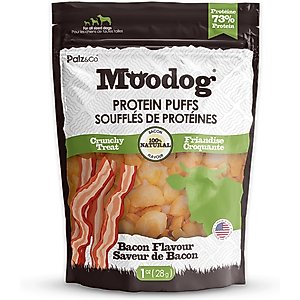 Palz&Co Moodog Beef Protein Puffs Bacon Flavor Crunchy Dog Treats, 1-oz bag