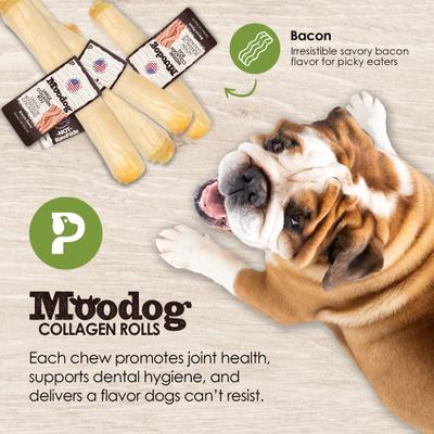 Show full view: Palz&Co Moodog Beef Corium Collagen 5-inch Bacon Flavor Natural Dog Chews, 2 count slide 9 of 10