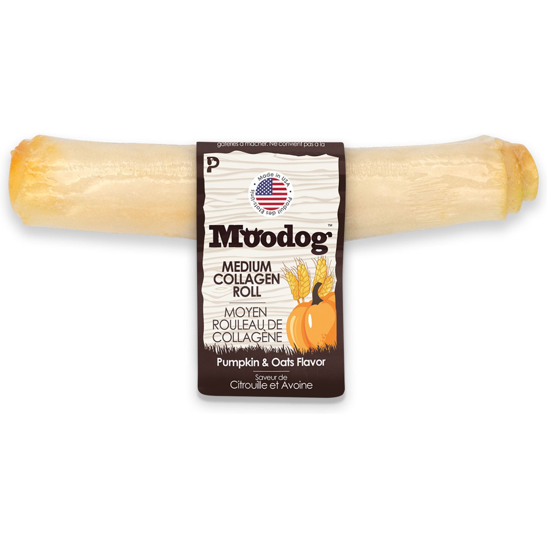 Palz&Co Moodog Beef Corium Collagen 7-inch Pumpkin & Oat Flavor Natural Dog Chew