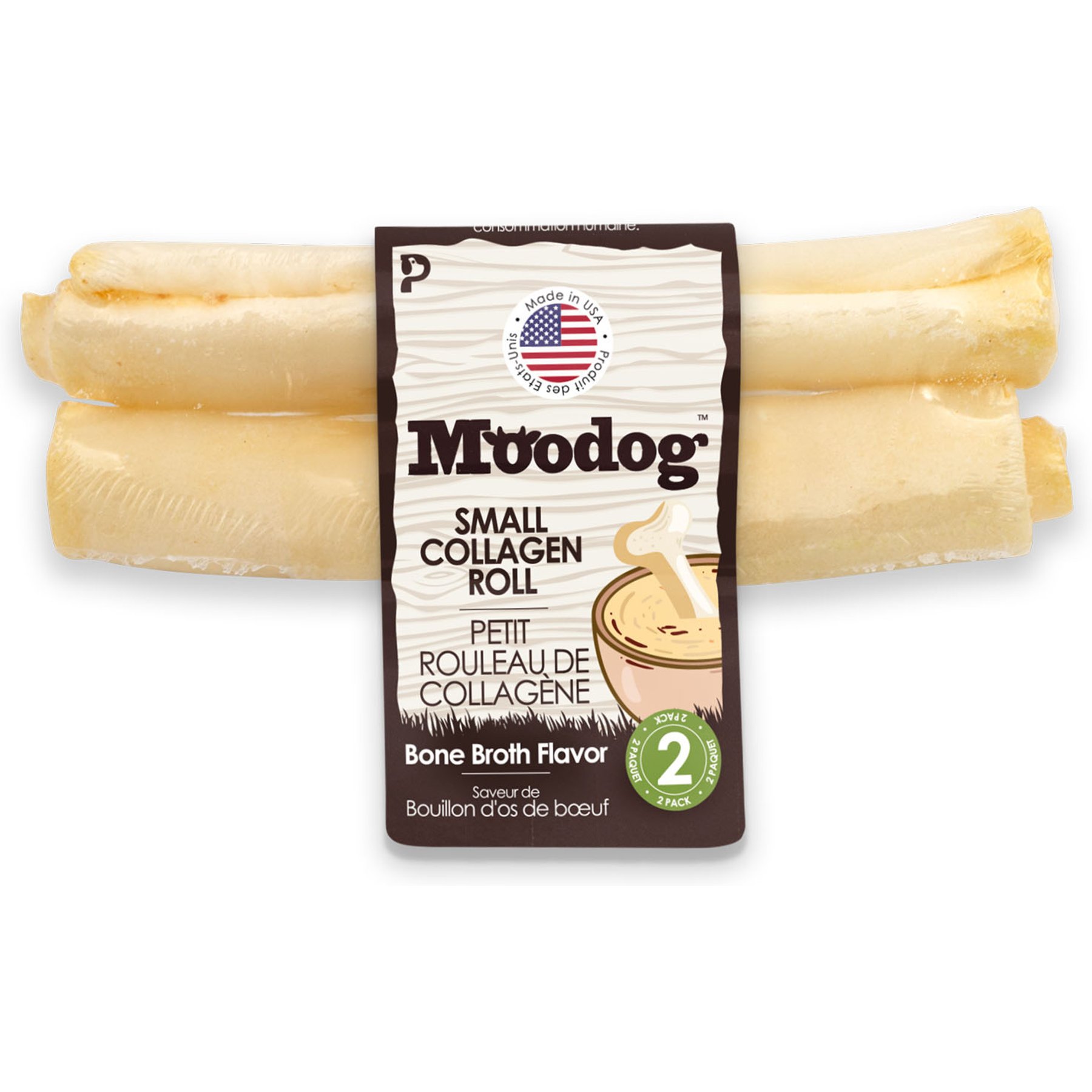 Palz&Co Moodog Beef Corium Collagen 5-inch Bone Broth Flavor Natural Dog Chews, 2 count