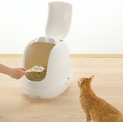 Richell Paw Trax Dome Hoooded Cat Litter Box, 15-in, White slide 2 of 3