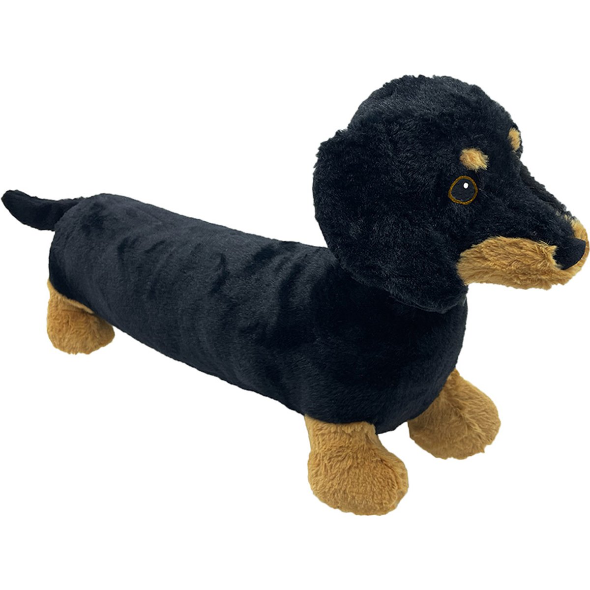 Petlou Dachshund Squeaky Plush Dog Toy, Black, 29-in