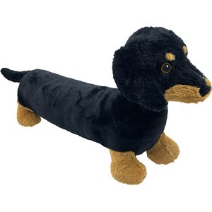 Petlou Dachshund Squeaky Plush Dog Toy, Black, 29-in