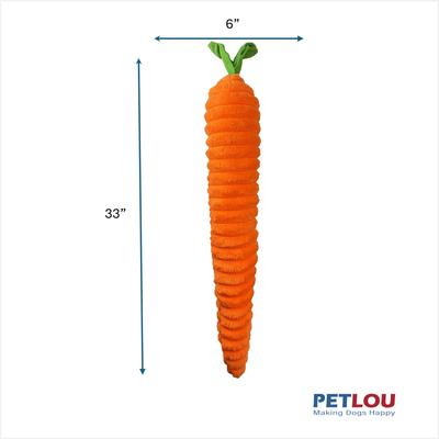 Show full view: Petlou Luxe Carrot Squeaky Plush Dog Toy, Orange, 33-in slide 3 of 6