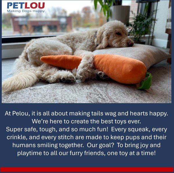 Show full view: Petlou Carrot Squeaky Plush Dog Toy, Orange, 29-in slide 5 of 6