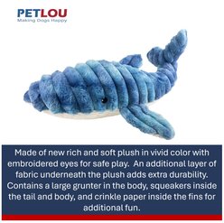 Petlou Zoo Friends Whale Squeaky Plush Dog Toy, Blue, 36-in slide 2 of 5
