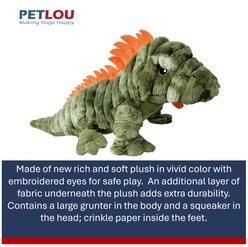 Petlou Zoo Friends Iguana Squeaky Plush Dog Toy, Green, 26-in slide 2 of 5
