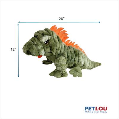 Show full view: Petlou Zoo Friends Iguana Squeaky Plush Dog Toy, Green, 26-in slide 3 of 6