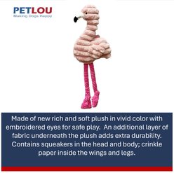 Petlou Zoo Friends Flamingo Squeaky Plush Dog Toy, Pink, 26-in slide 2 of 5