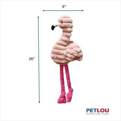 Show full view: Petlou Zoo Friends Flamingo Squeaky Plush Dog Toy, Pink, 26-in slide 4 of 6