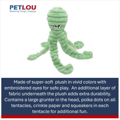Show full view: Petlou King Octopus Squeaky Plush Dog Toy, Green, 26-in slide 4 of 5