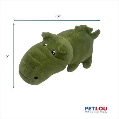 Show full view: Petlou Alligator Squeaky Plush Dog Toy, Green, 17-in slide 3 of 5