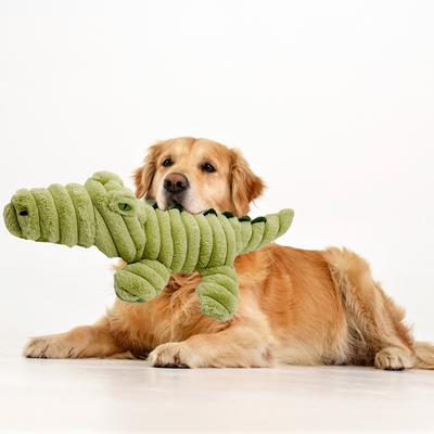 Show full view: Petlou Zoo Friends Alligator Squeaky Plush Dog Toy, Green, 36-in slide 2 of 6