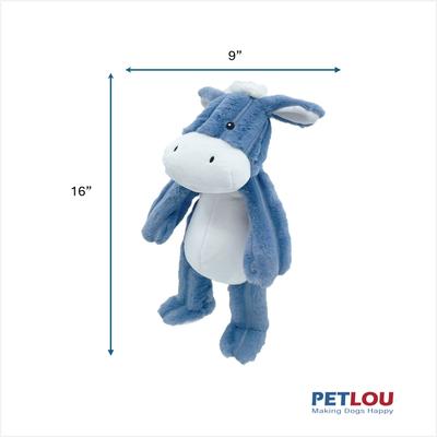 Show full view: Petlou Farm Friends Donkey Squeaky Plush Dog Toy, Blue, 16-in slide 3 of 5