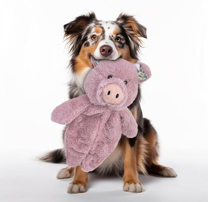 Show full view: Petlou Floppy Pig Squeaky Plush Dog Toy, Mauve, 13-in slide 2 of 6