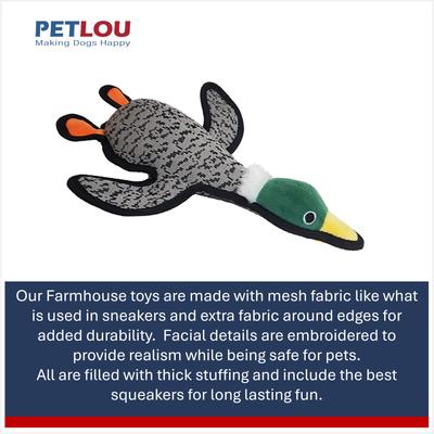 Show full view: Petlou Farmhouse Mallard Duck Squeaky Plush Dog Toy, Grey, 21-in slide 5 of 7