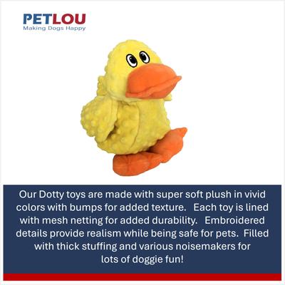 Show full view: Petlou Dotty Friends Duck Squeaky Plush Dog Toy, Yellow, 12-in slide 4 of 5