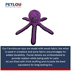 Petlou Farmhouse Octopus Squeaky Plush Dog Toy, Purple, 11-in slide 2 of 5
