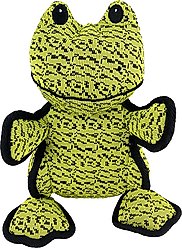 Petlou Farmhouse Frog Squeaky Plush Dog Toy, Green, 10-in