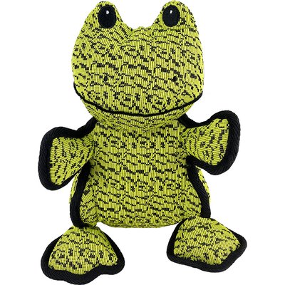 Petlou Petlou Farmhouse Frog Squeaky Plush Dog Toy, Green, 10-in