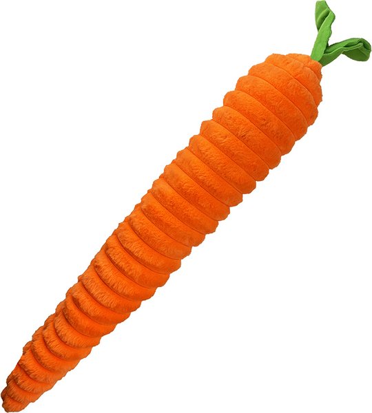 Show full view: Petlou Luxe Carrot Squeaky Plush Dog Toy, Orange, 33-in slide 1 of 6