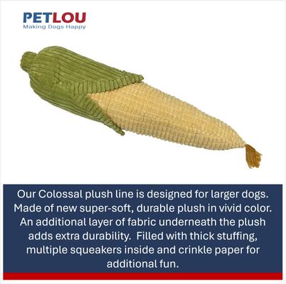 Show full view: Petlou Corn Squeaky Plush Dog Toy, Yellow, 29-in slide 4 of 6