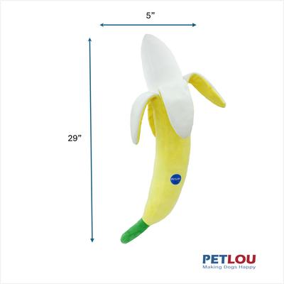 Show full view: Petlou Banana Squeaky Plush Dog Toy, Yellow, 29-in slide 3 of 6
