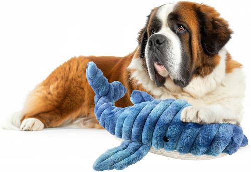 Show full view: Petlou Zoo Friends Whale Squeaky Plush Dog Toy, Blue, 36-in slide 2 of 6