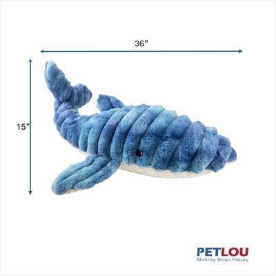 Show full view: Petlou Zoo Friends Whale Squeaky Plush Dog Toy, Blue, 36-in slide 3 of 6