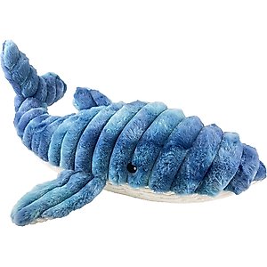 Petlou Zoo Friends Whale Squeaky Plush Dog Toy, Blue, 36-in
