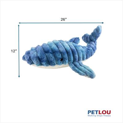 Show full view: Petlou Zoo Friends Whale Squeaky Plush Dog Toy, Blue, 26-in slide 3 of 6