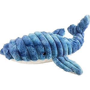 Petlou Zoo Friends Whale Squeaky Plush Dog Toy, Blue, 26-in
